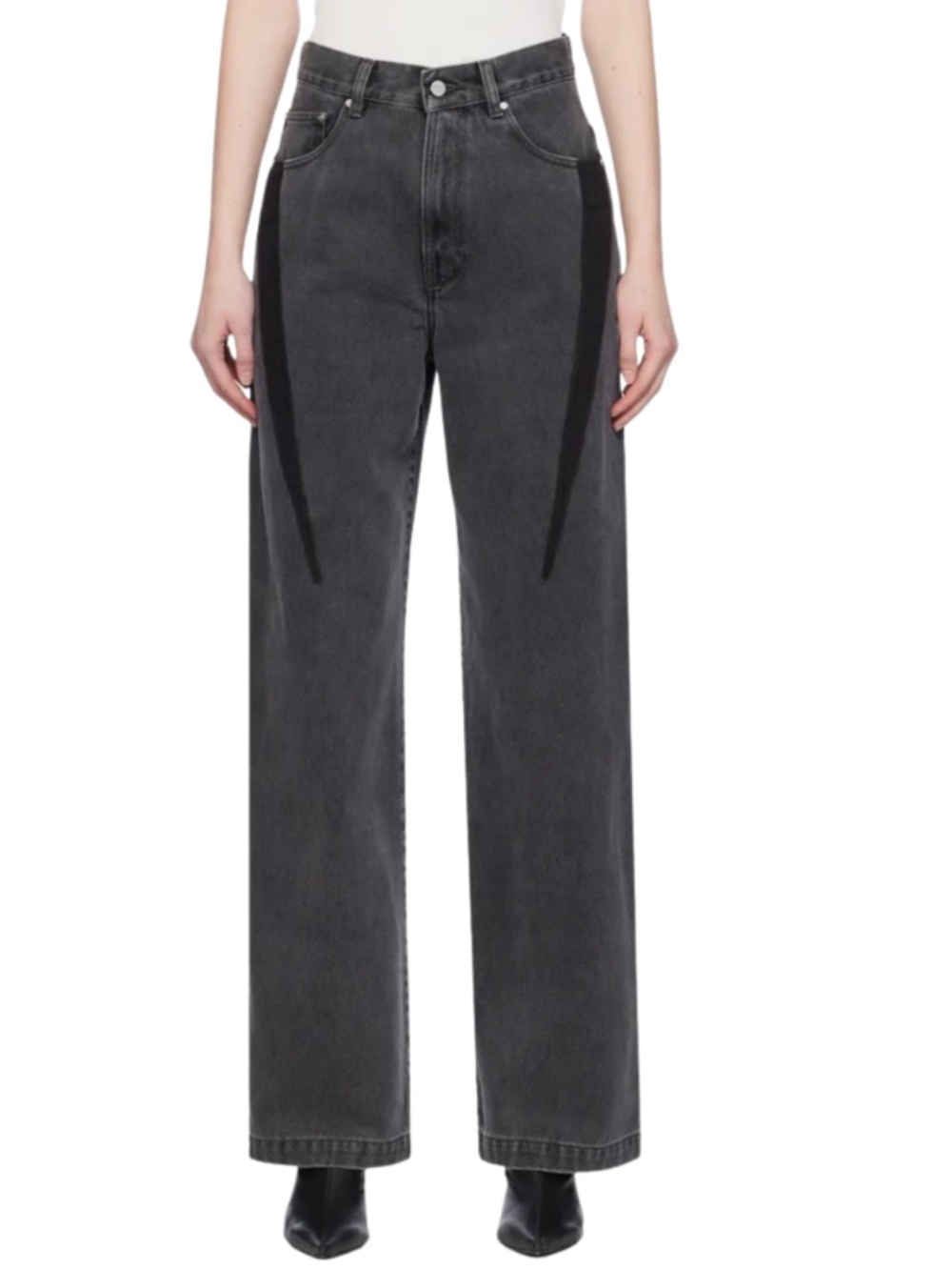 DION LEE Black Slouchy Darted Jeans $650 NWOT Sz 4